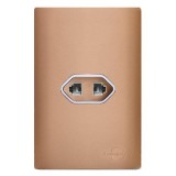 Conjunto Jack Duplo RJ11 Telefone 4x2 - Novara Especiais Ouro Rose